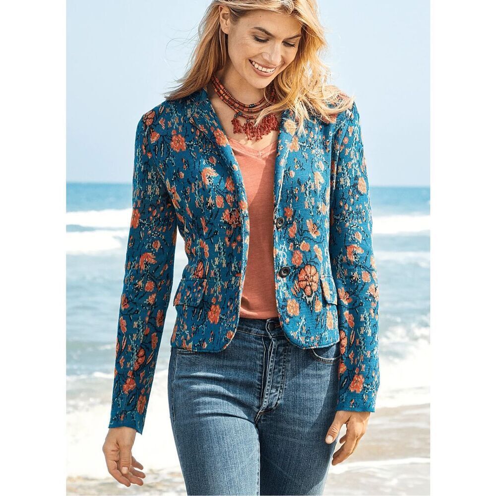 Peruvian connection size L freesia knit blazer style jacket - EUC